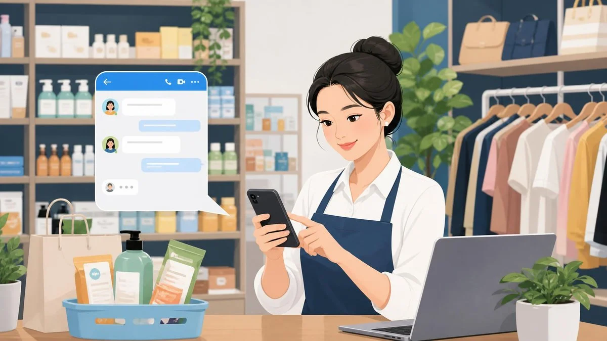 Chủ shop bán lẻ dùng Zalo trên điện thoại để chăm sóc khách hàng