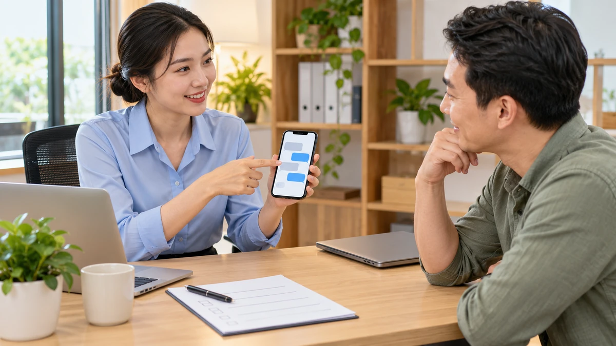 Nhân viên hỗ trợ trao đổi với khách hàng qua điện thoại trong văn phòng